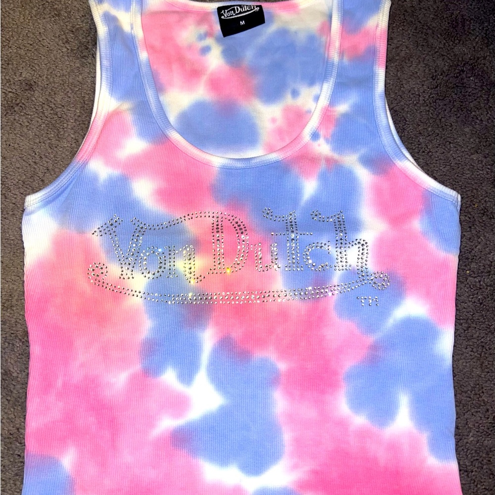 Von Dutch Rhinestone cotton candy Tank